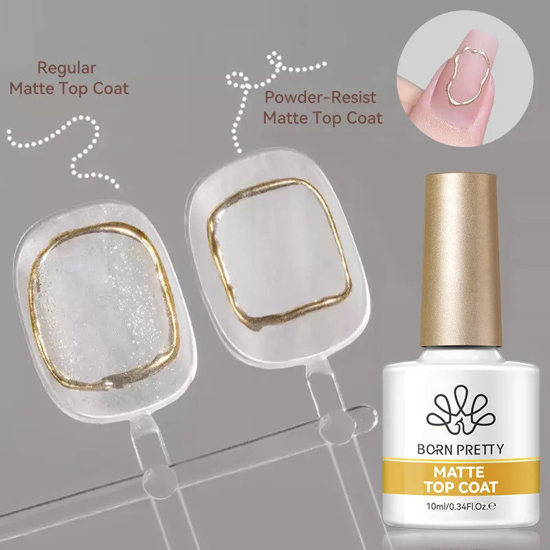 BORN PRETTY  Matte Top Coat Gel Polish 10ml Full Coverage Long Lasting Gorgeous Color Soak Off UV LED Nail Art Salon DIY Home