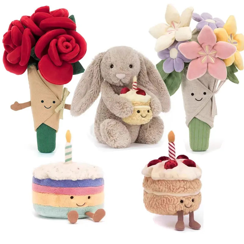 Jelly and Cat Rose Bouquet Hand Bouquet Engagement Wedding Birthday Valentine's Day Gift Plush Toy Cartoon Cute Gift Doll