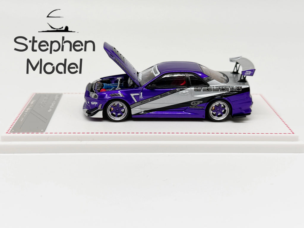 Focal Horizon FH 1:64 Skyline R34 Ryohe's Gifted Violet Storm Diecast Model Car