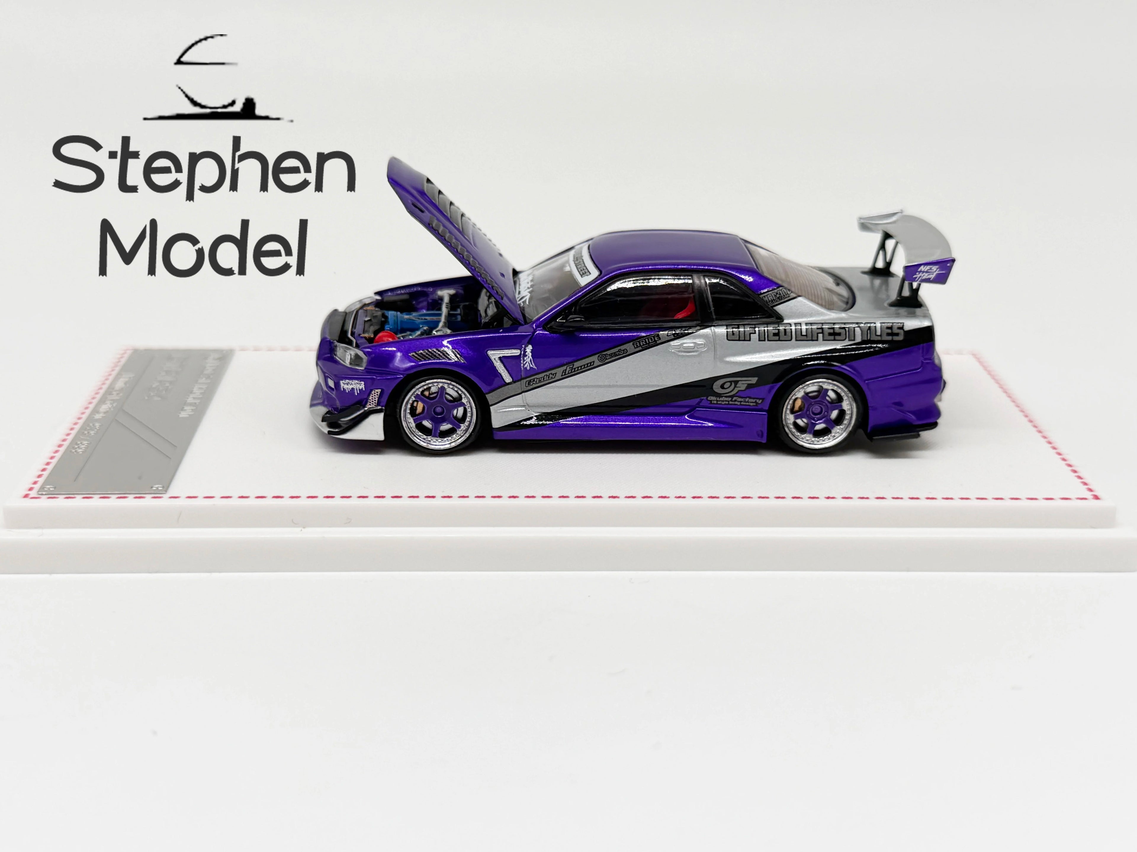 Focal Horizon FH 1:64 Skyline R34 Ryohe's Gifted Violet Storm Diecast Model Car