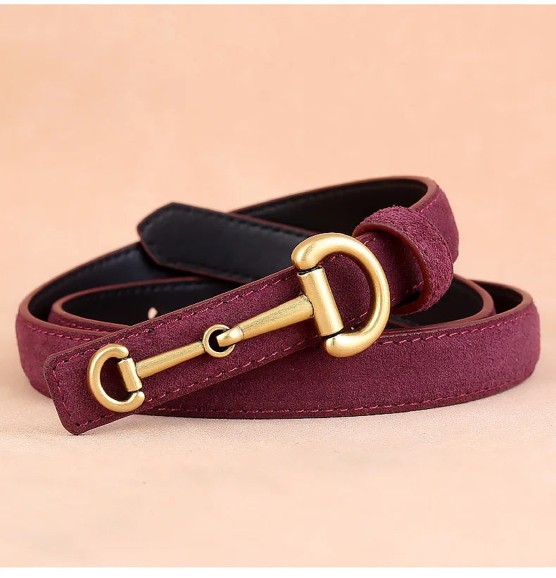 Cowhide Strap Suede Girl Belt Simple Casual Thin Belt Horseshoe Buckle Versatile Belt Belts for Women Luxury Designer Brand