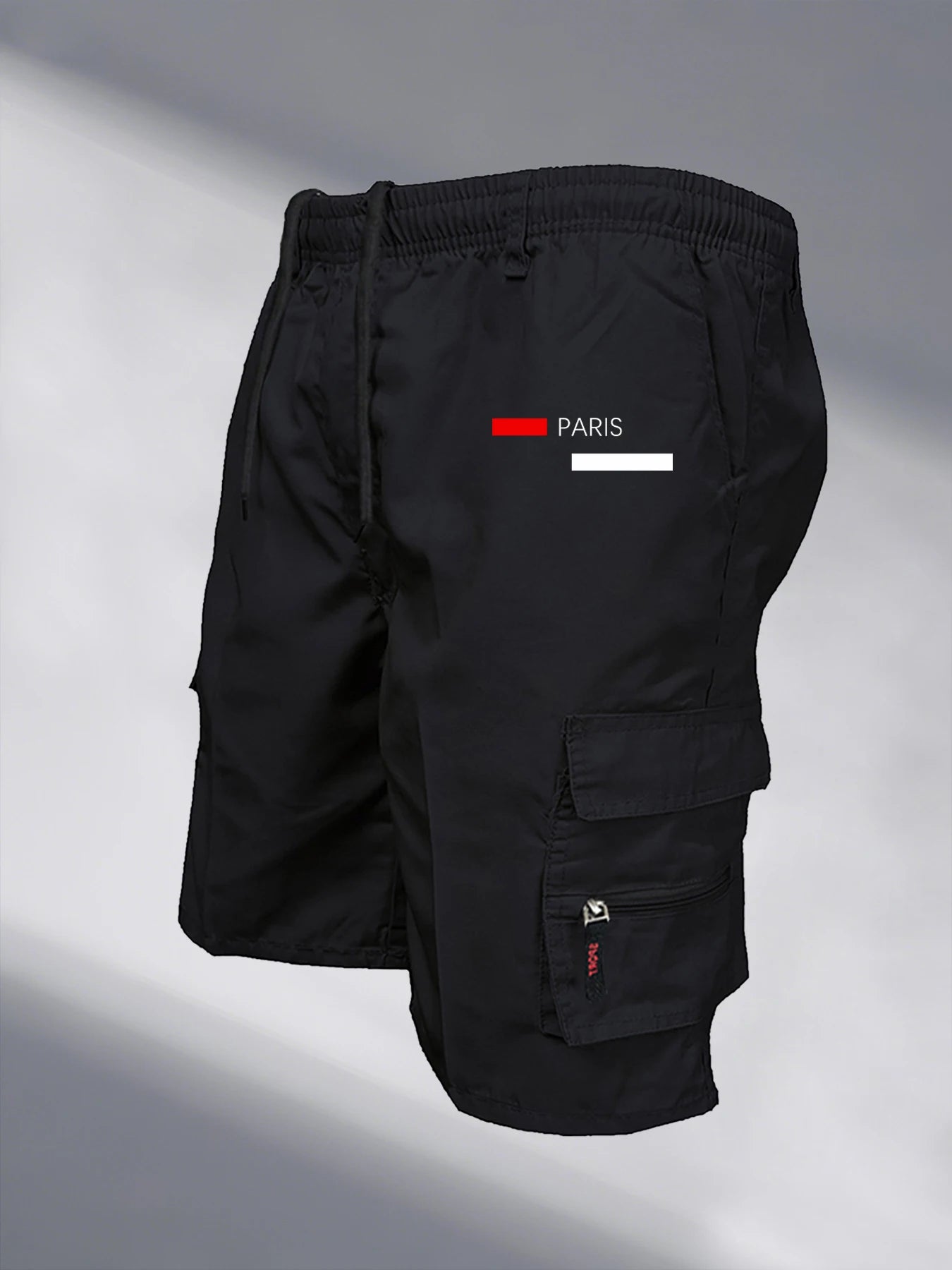 Paris Printed Casual Work Shorts Men's Multi-pocket Loose Drawstring Cargo Shorts Outdoor Sports Short Pants for Men Streetwear