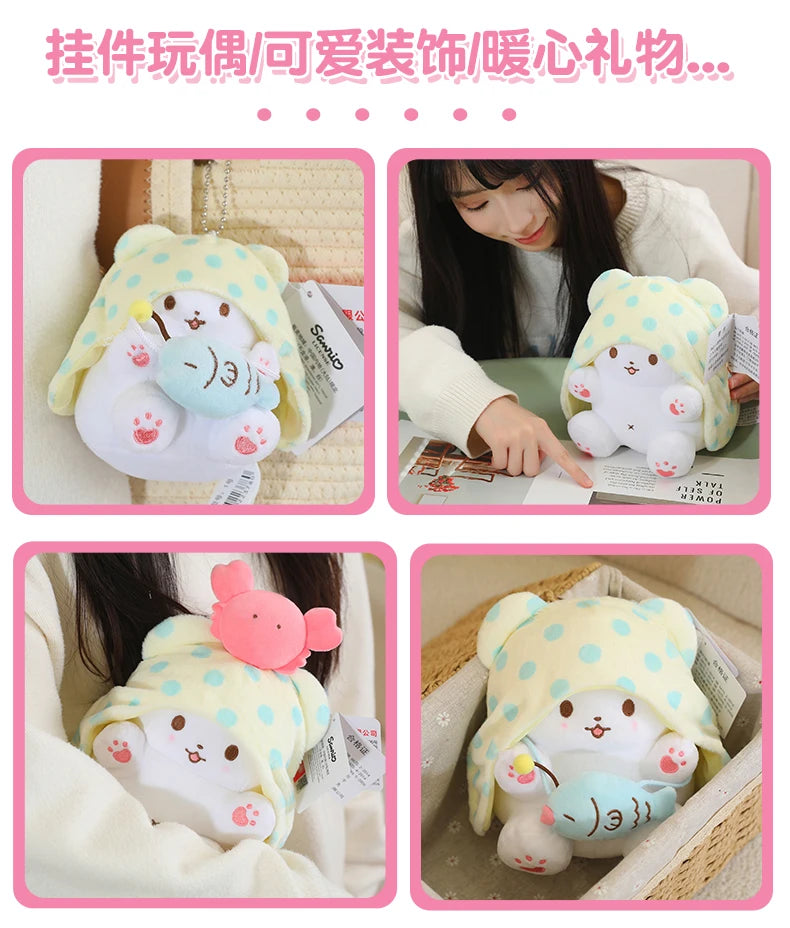 Anime Sanrio Kuromi New Kawaii Cute Marumofubiyori Blanket Bear Stuffed Plush Toys Plushies Birthday Party Gifts For Kids Girls