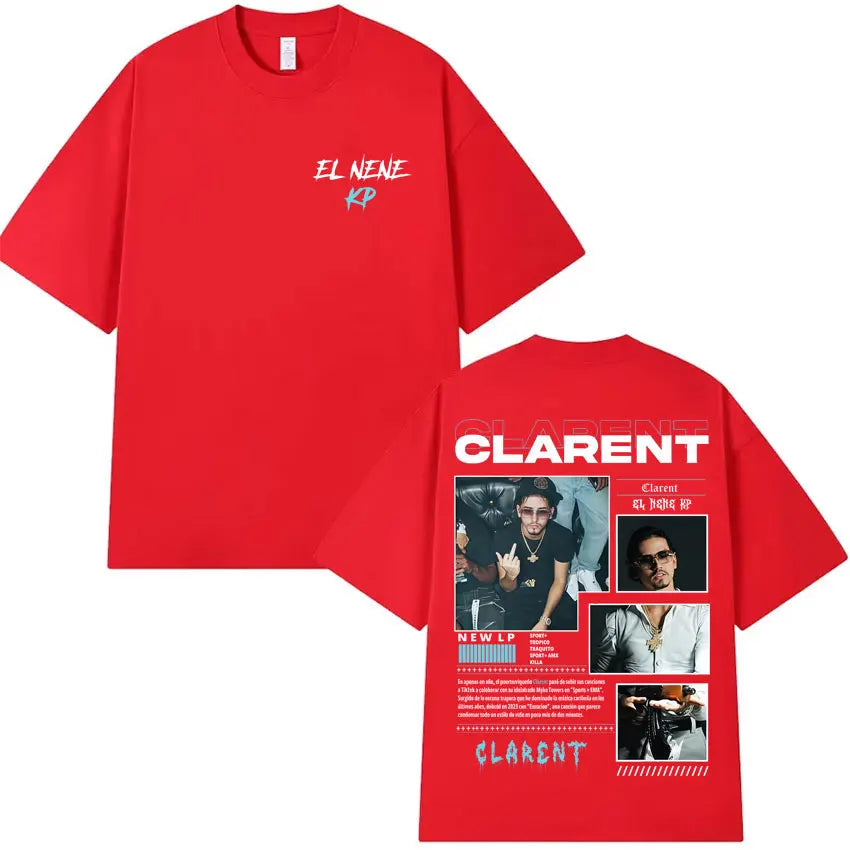 Rapper CLARENT Album 2025 Graphic Double Sided Print T-shirts Mens High Quality Short Sleeve T Shirts Casual 100% Cotton T-Shirt