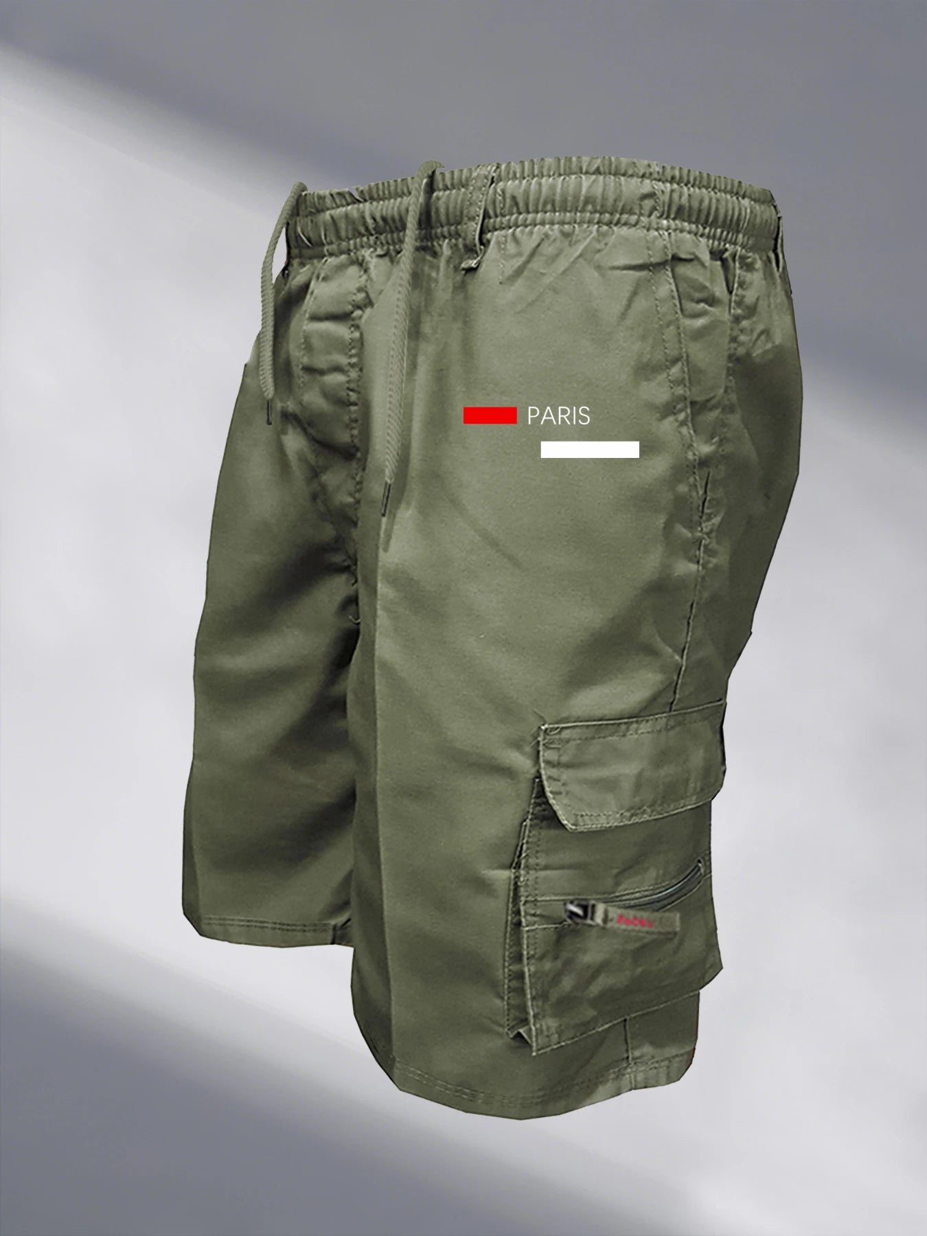 Paris Printed Casual Work Shorts Men's Multi-pocket Loose Drawstring Cargo Shorts Outdoor Sports Short Pants for Men Streetwear