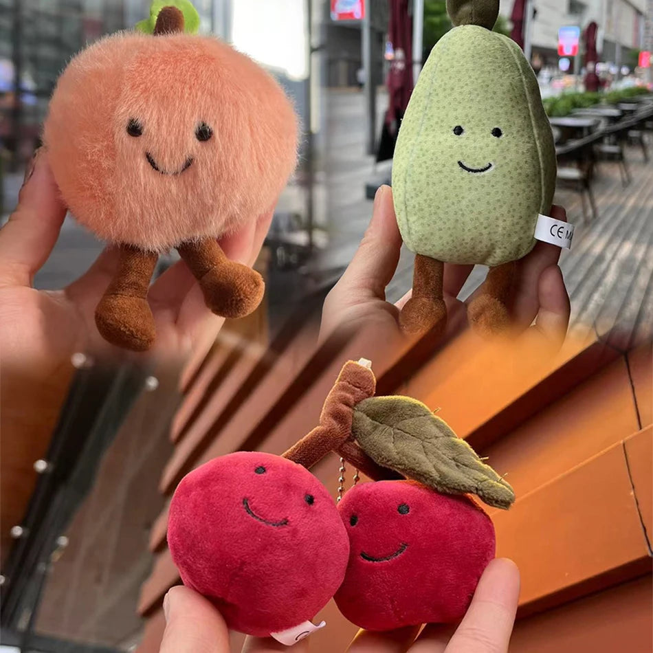 2025 Peach Pear Cherry Plush Doll Smiling Face Fruit Series Home Bedroom Decoration Pet Interactive Toy Birthday Gift