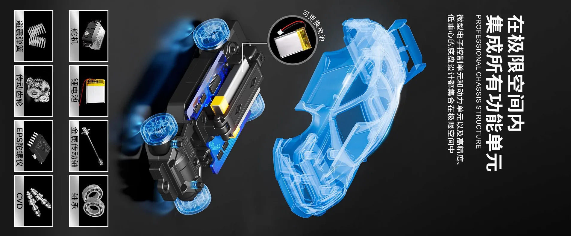 Macro Star D43 Full Proportion Remote Control Drift Car 1:43 Scale Alloy Gyro Four-Wheel Drive Flat Run Luminous Toy Model