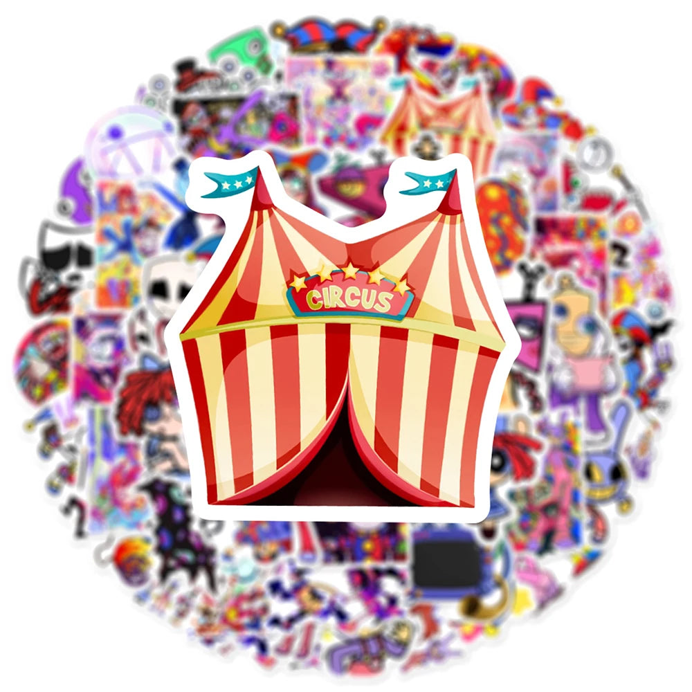 10/30/60PCS Amazing Digital Circus Stickers Game Sticker For Laptop Phone Case Skateboard Suitcase Waterproof Decals Kids Gift