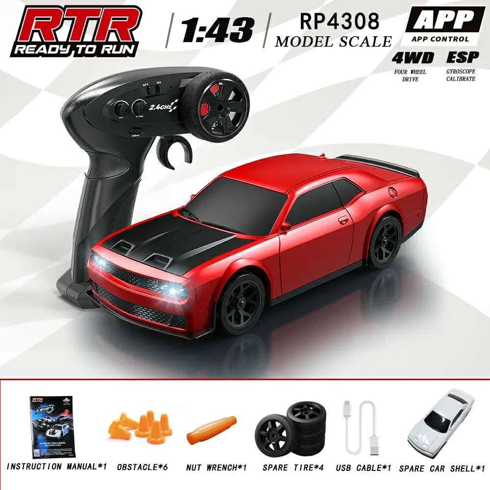 HBToys 1:43 Scale RC Car Simulation Racing Model Dual-Body Dual-Tire Version 2.4G 4WD ESP Gyro Drift Car for Toy Hobbies
