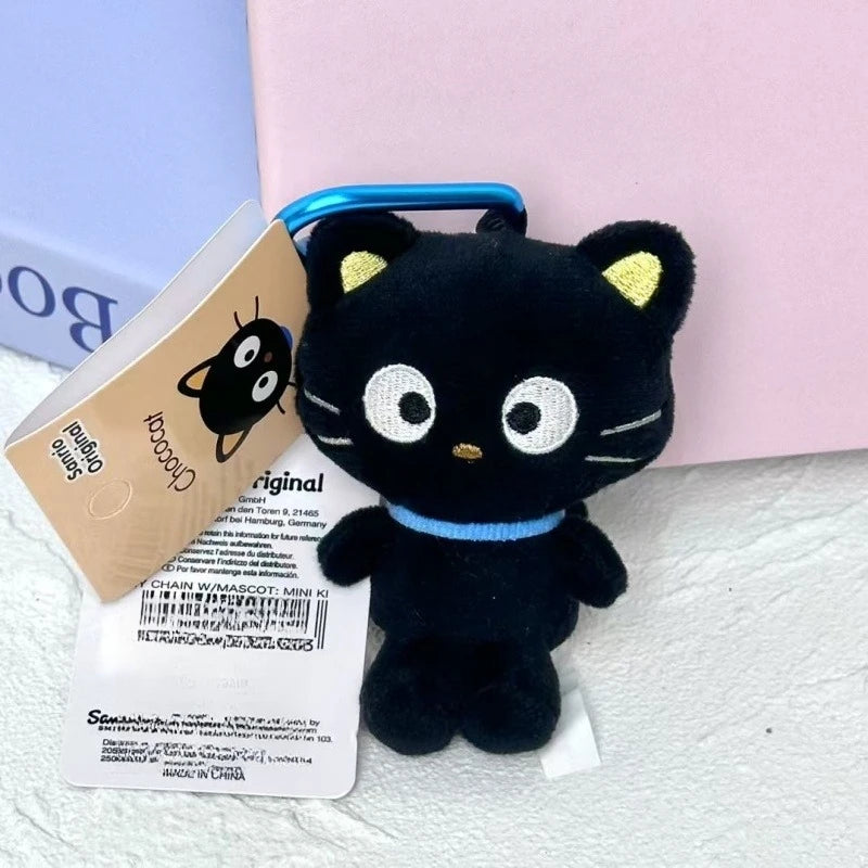 Kawaii Sanrio Choco Plush Doll Keychain Anime cute Black Cat Bag Accessories heart buckle Chococat Stuffed Animals Small Gift