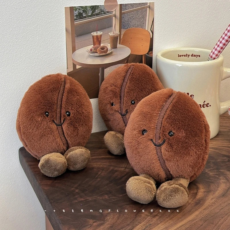 Jellycat 13cm Coffee Bean Plushies Cartoon Stuffed Smiling Coffee Bean Doll Cute Key Chain Soft Food Doll Xmas Gifts Girl