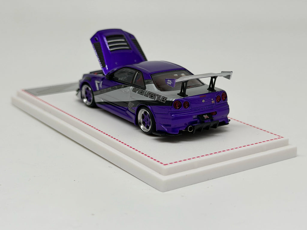 Focal Horizon FH 1:64 Skyline R34 Ryohe's Gifted Violet Storm Diecast Model Car