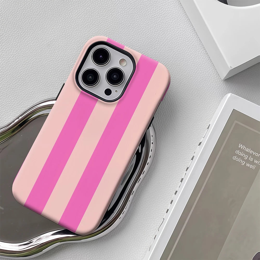 Pink Stripes IPhone17 Must-Haves Phone Case for IPhone 17 16 15 14 13 12 132 Pro Max Plus Double-layer Back Cover