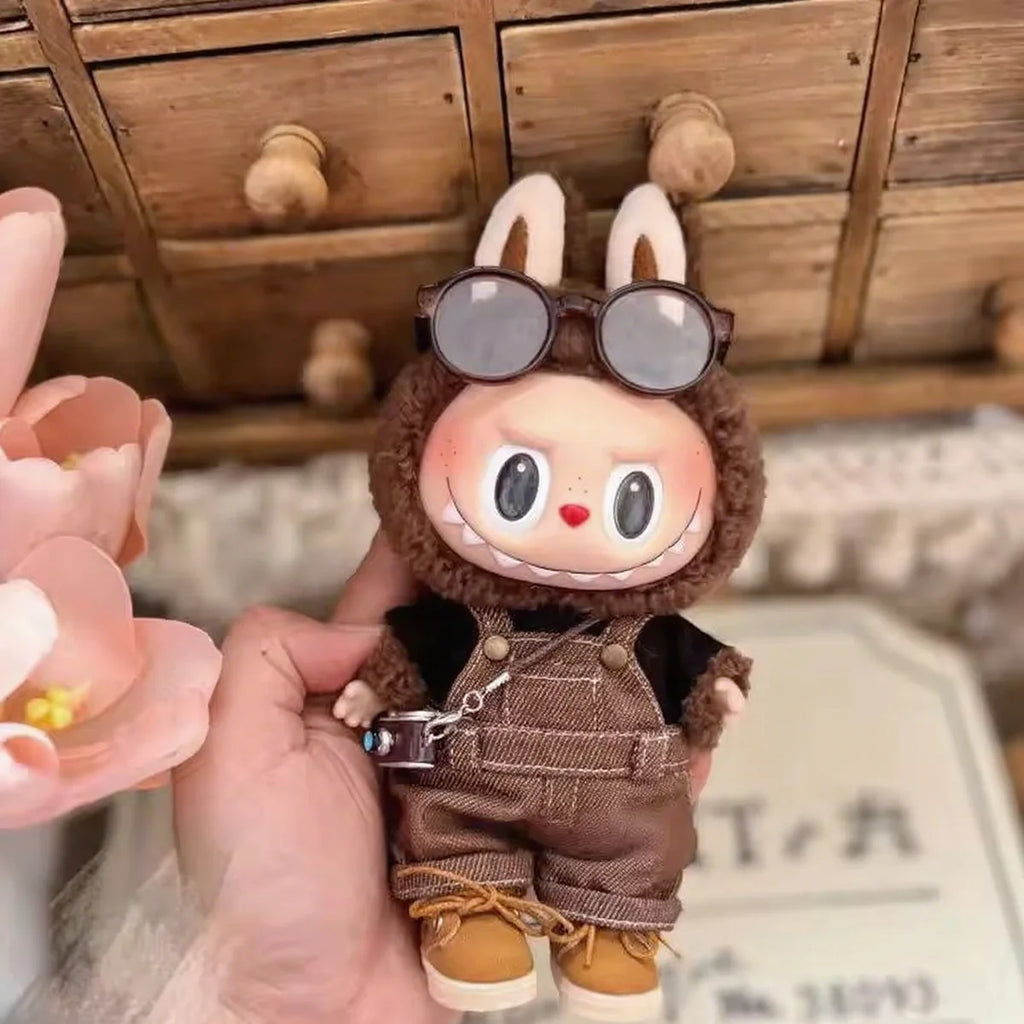 Cute Plush Doll Clothes for Labubu Clothing Solid Candy Color Overalls Pants Outfit Dolls Accessories