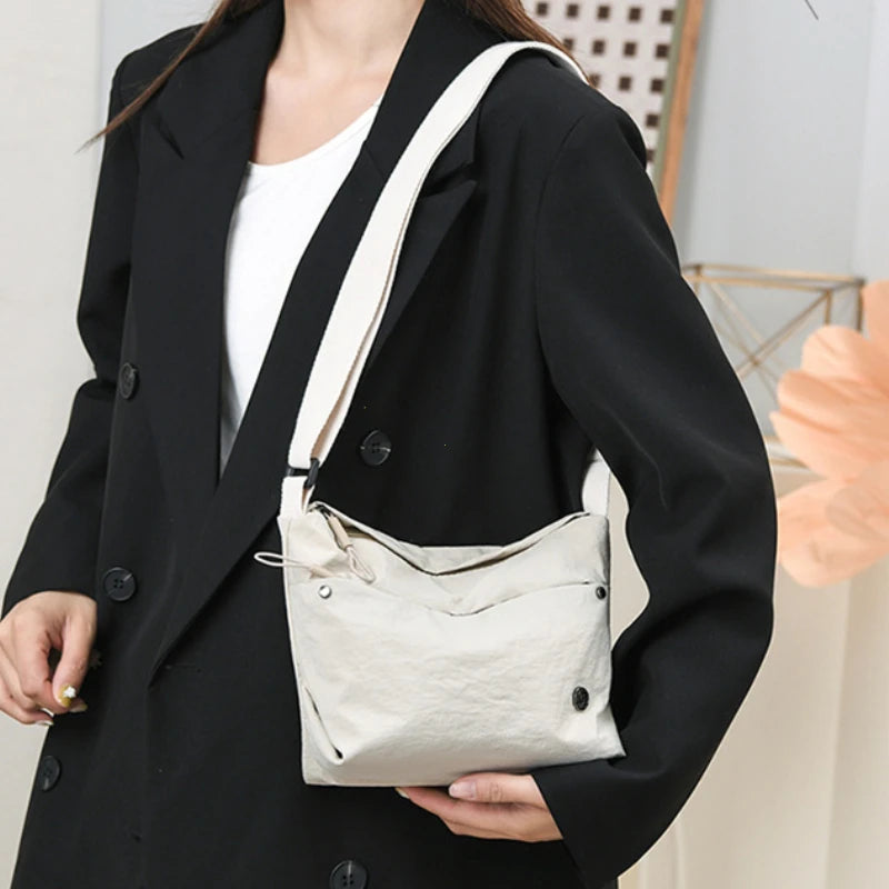 Ultra-light Nylon Crossbody Bag for Women Adjustable Wide Strap Lightweight Women's Bag Zipper Closure Stylish Messenger Bag