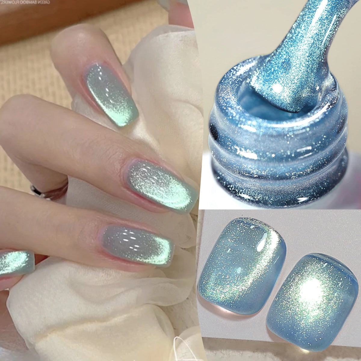 BORN PRETTY 10ml Mint Soda Glass Bead Cat Magnetic Gel Christmas Green Glitter Soak Off UV Gel Nail Art Varnish Manicure