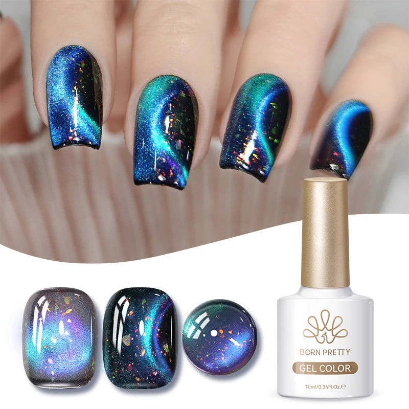 BORN PRETTY 10ml Pink Water Light Cat Magnetic Gel Polish Spaking Glitter UV LED Soak Off Gel Varnish Crystal DIY Manicure