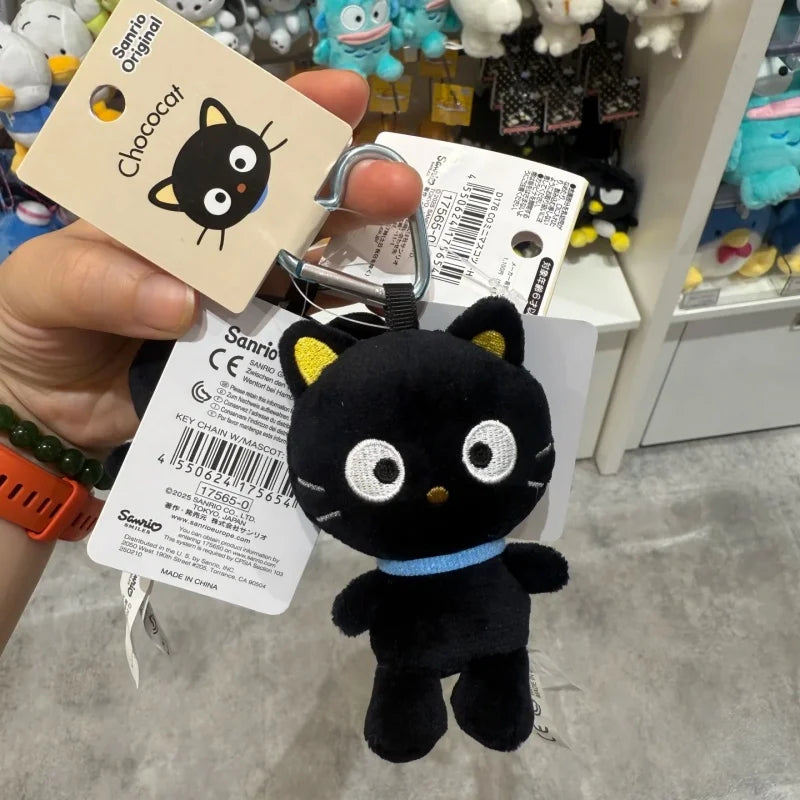 Kawaii Sanrio Choco Plush Doll Keychain Anime cute Black Cat Bag Accessories heart buckle Chococat Stuffed Animals Small Gift