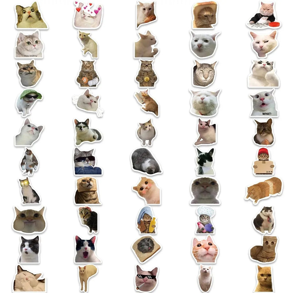 100/200Pcs Funny Kawaii Cat Stickers Animal Dog Laptop Scrapbook Decoration Decals Stationery Waterproof Graffiti Sticker Kids