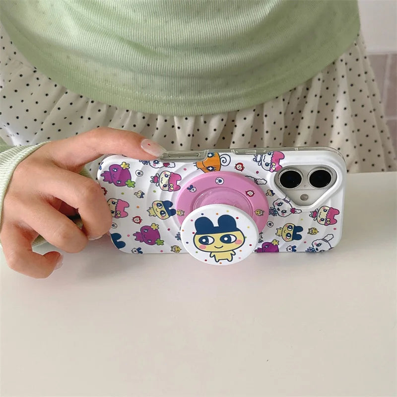 Cute Cartoon Animal Magnetic Phone Case For iPhone 16 Pro 15 14 13 Pro Max Back Cover with Magsafe Stand Holder Cases Kawaii