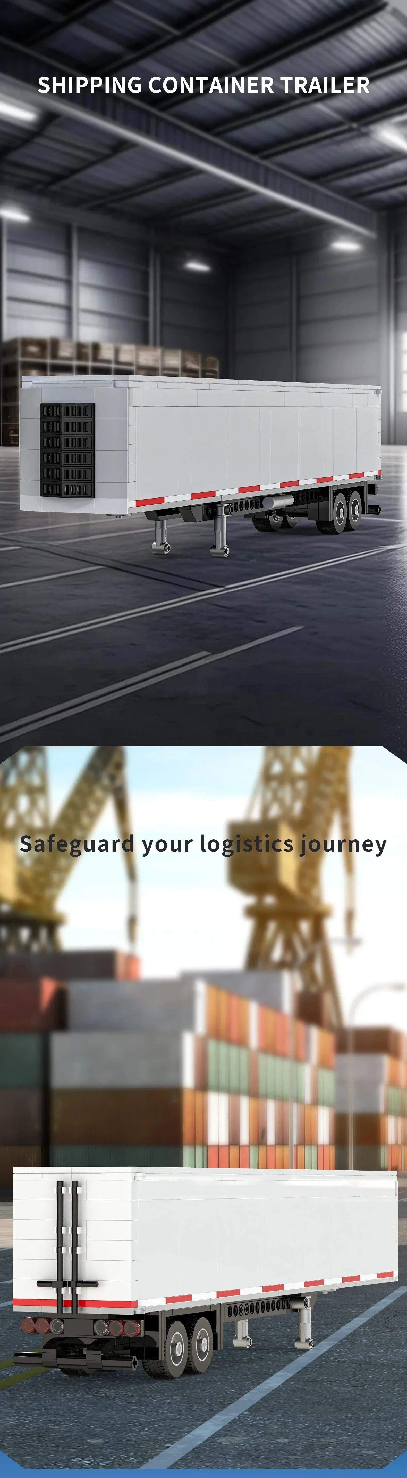 European&American Truck Head Building Blocks MOC Connectable Container Trailer Model Bricks Educational Toys For kids Gifts