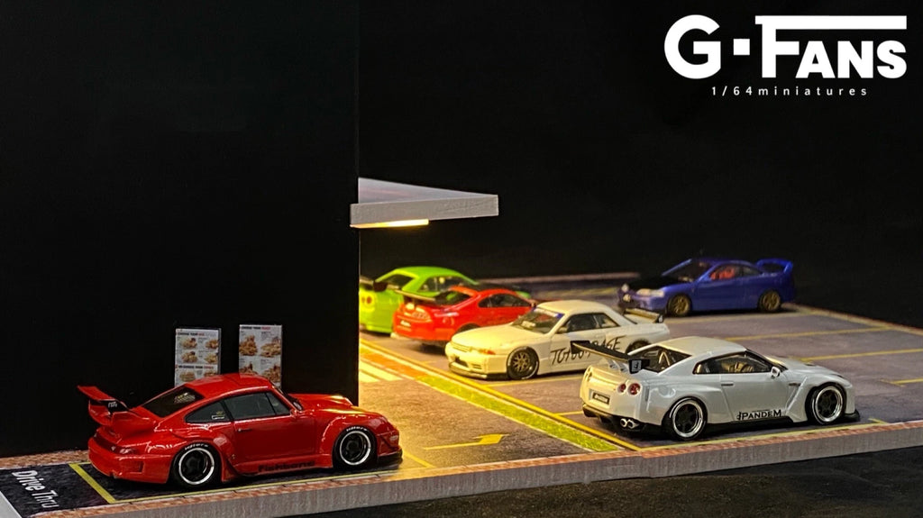 GFans NEW 1:64 Scale Diorama Car Garage Model Parking Lot for Display Gifts Scene Collection Display Car Assembly Scenes Toy