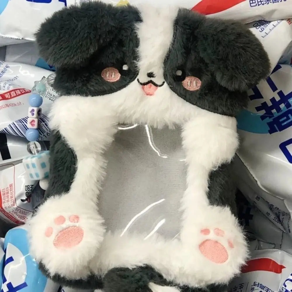 Cute Plush Photocard Case Student Card Holder Cartoon Fox Photocard Case Idol Photos Protective Cover Bag Keychain