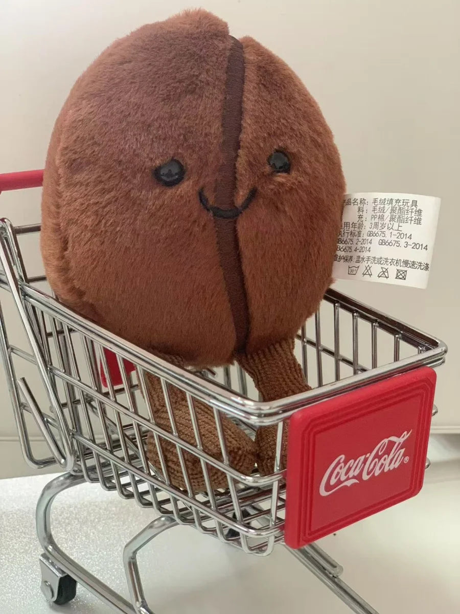 Jellycat 13cm Coffee Bean Plushies Cartoon Stuffed Smiling Coffee Bean Doll Cute Key Chain Soft Food Doll Xmas Gifts Girl
