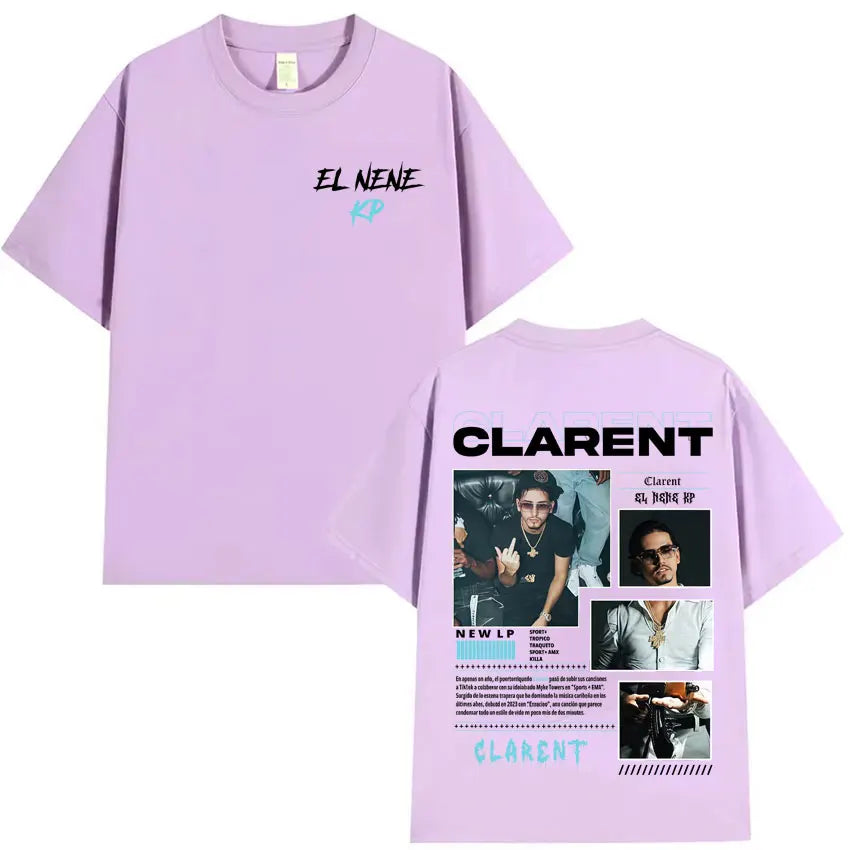 Rapper CLARENT Album 2025 Graphic Double Sided Print T-shirts Mens High Quality Short Sleeve T Shirts Casual 100% Cotton T-Shirt