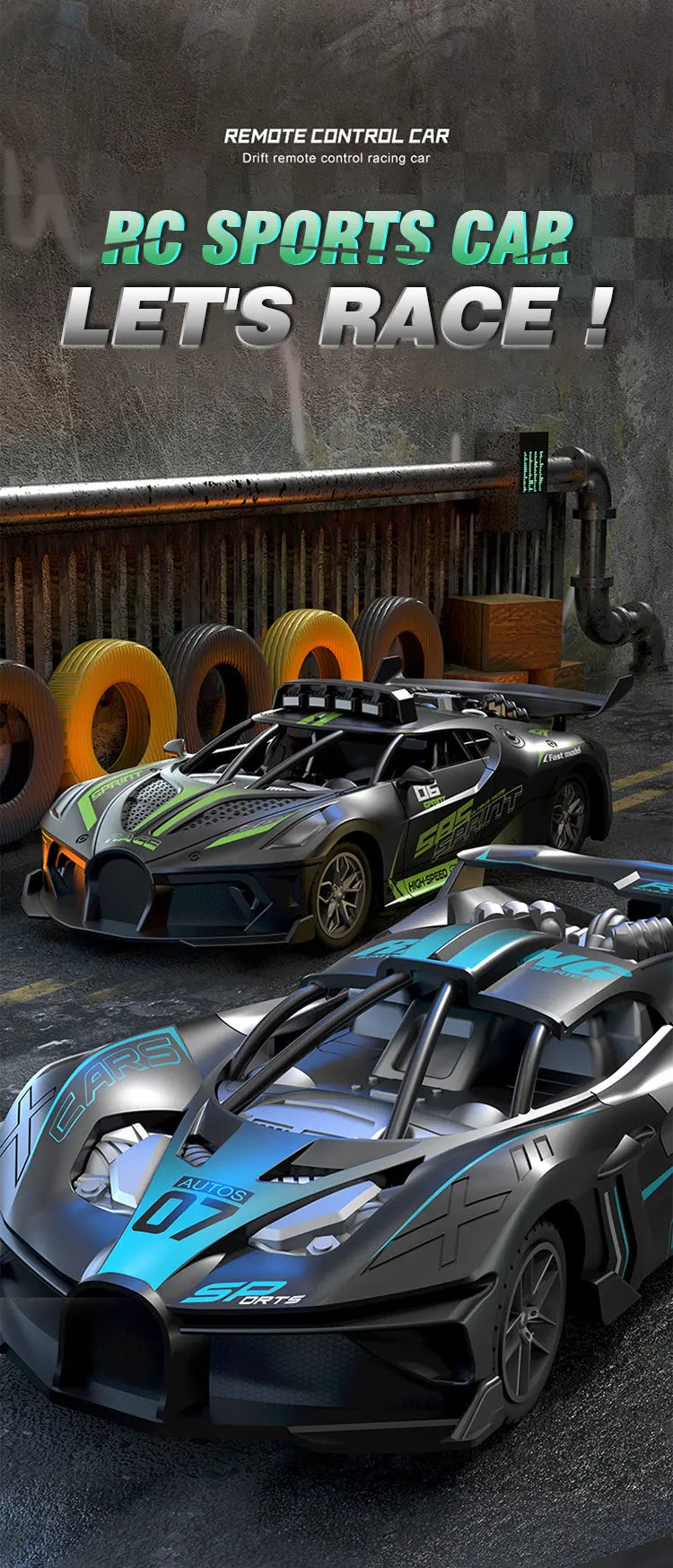 4WD RC Sports Car High Speed Remote Control Mini Scale Model Vehicle Electric Drift Racing Car Toys for Boys Kids Back to School