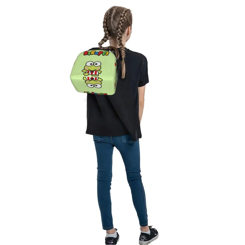 Custom Keroppi Big-eyed Frog Insulated Lunch Tote Bag for Women Portable Thermal Cooler Bento Box School