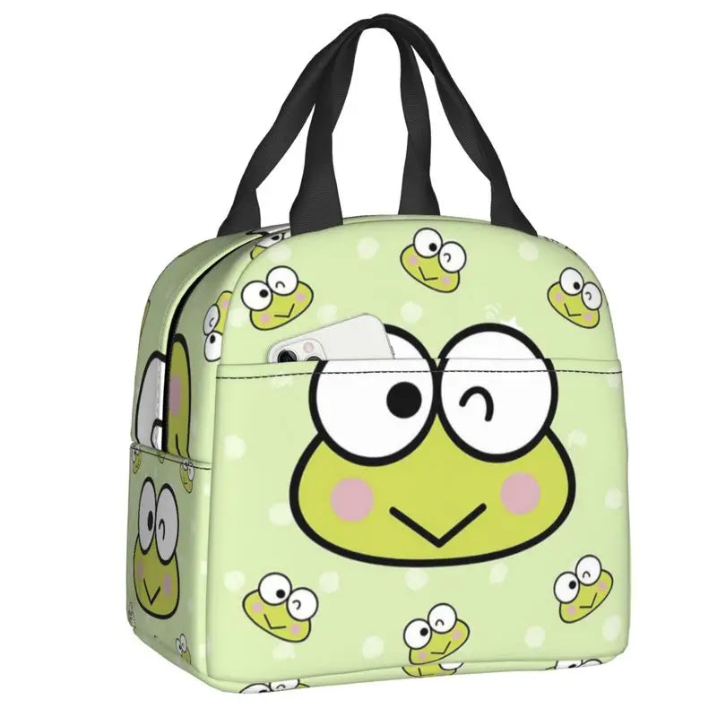 Custom Keroppi Big-eyed Frog Insulated Lunch Tote Bag for Women Portable Thermal Cooler Bento Box School