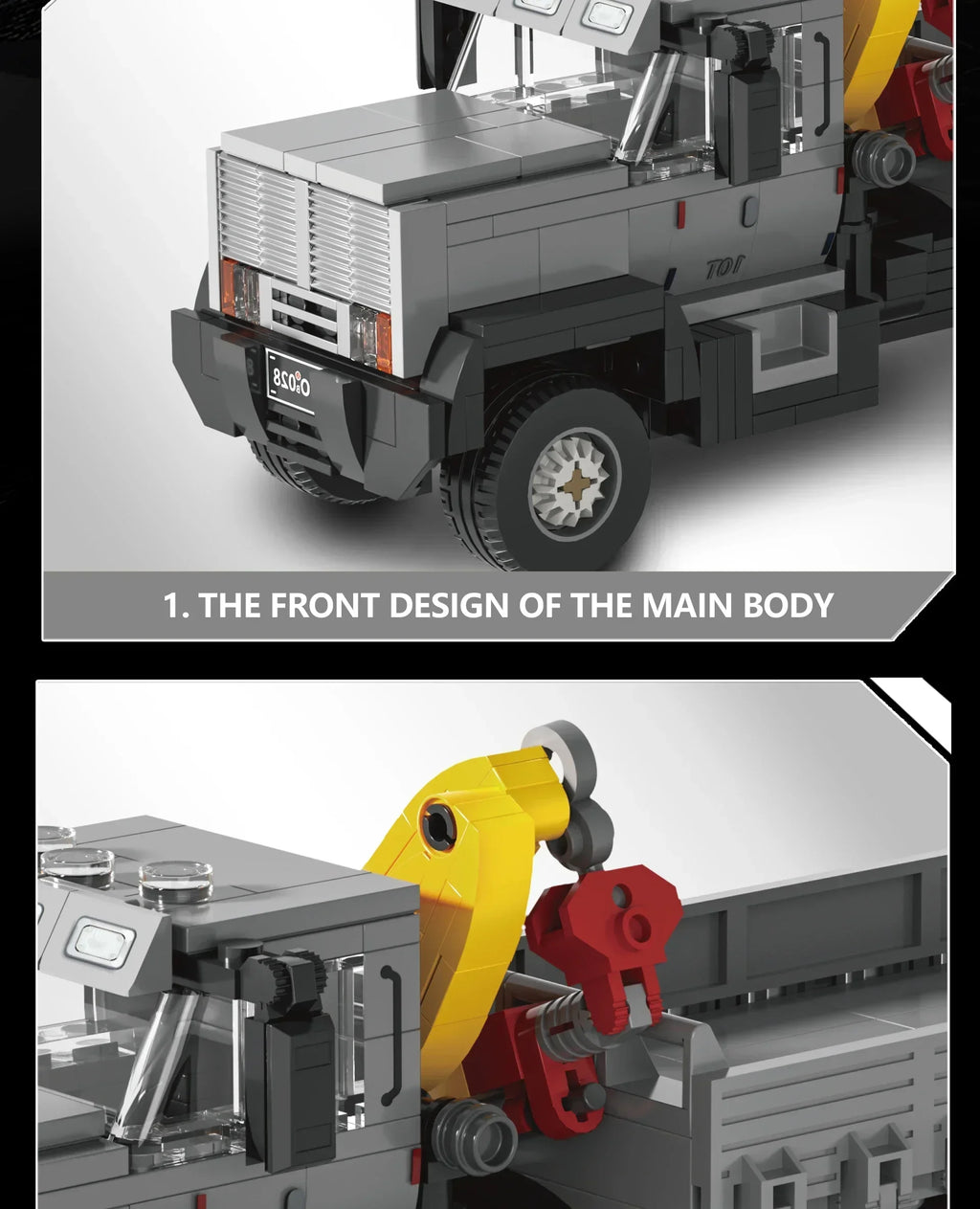 349PCS Crane Truck Truck-Mounted Crane MOC Building Blocks Engineering Vehicle Truck Transport Car Model Bricks Toys Gifts 66023