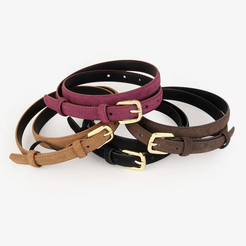 Women Luxury Design Suede Leather Belt Casual Versatile Business Waist Strap Trendy Trouser Dress Belts Gifts