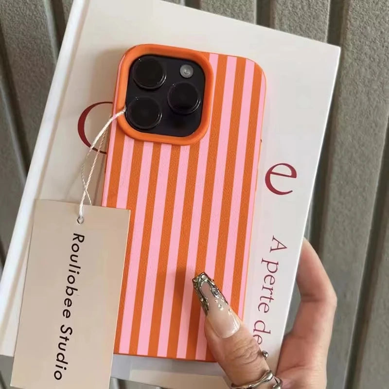 Minimalist Colorful Striped Texture Phone Case For iPhone 17 Air 16 Pro Max 15 14 Plus 13 12 11 Shockproof Silicone Back Cover