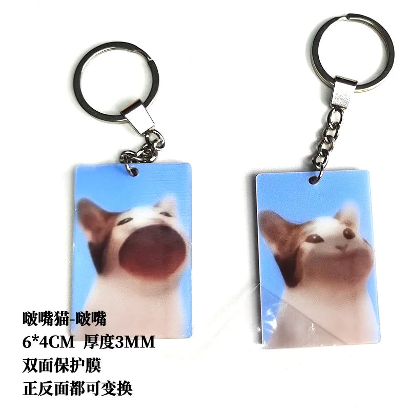 Porboo Cat Dynamic Pendant Acrylic Keychain 3d Cartoon Creative Pop Cat Hd Cute Cat Listing