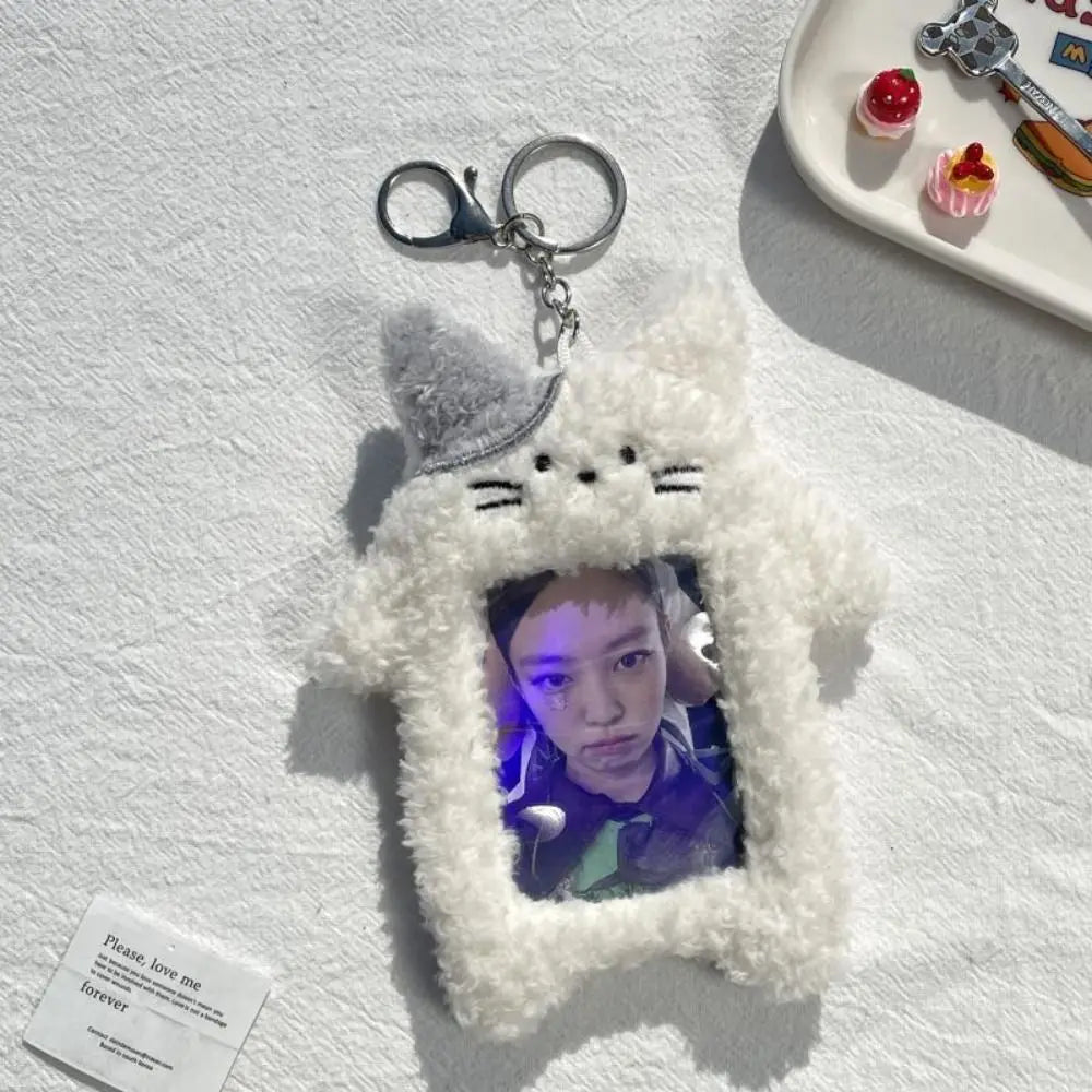 Cute Plush Photocard Case Cartoon Bag Keychain Photo Card Holder Idol Photos Protective Cover Student Card Holder
