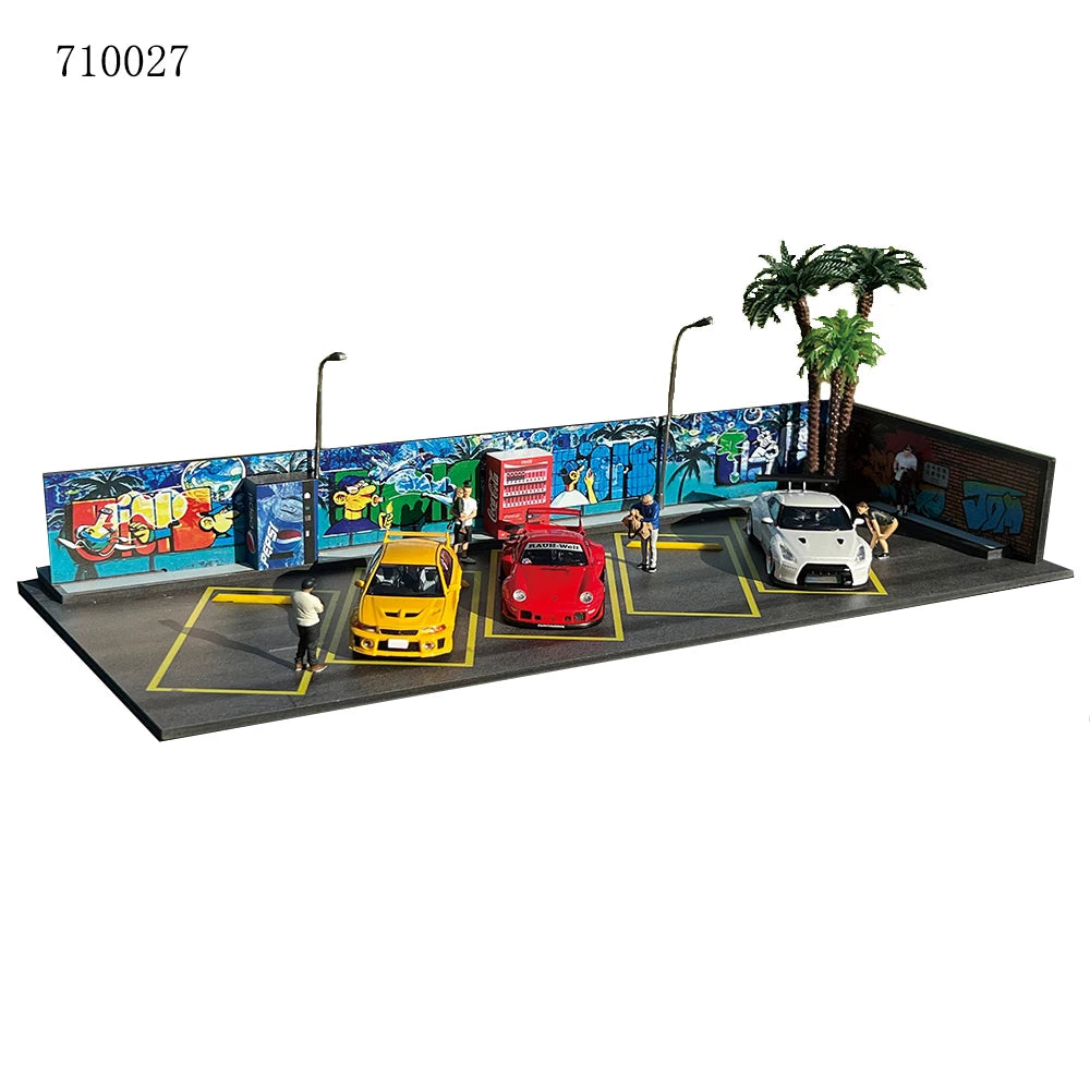 GFans NEW 1:64 Scale Diorama Car Garage Model Parking Lot for Display Gifts Scene Collection Display Car Assembly Scenes Toy