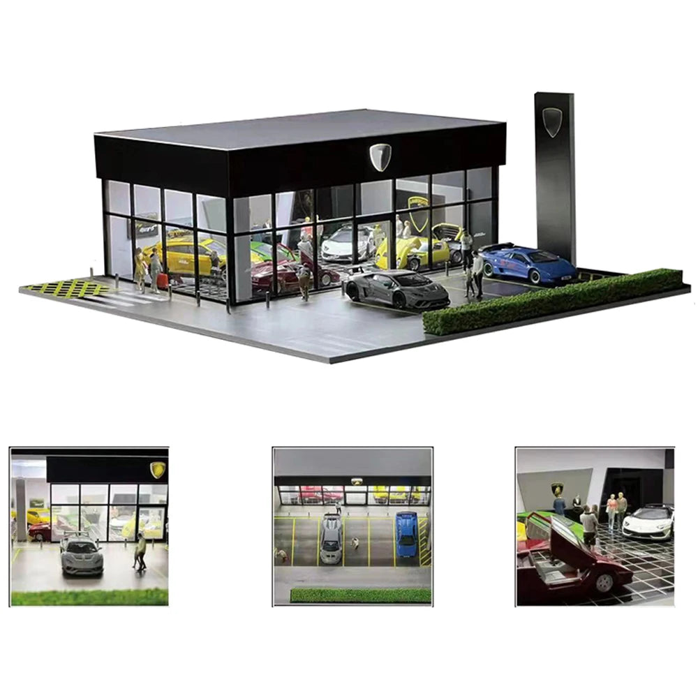 GFans NEW 1:64 Scale Diorama Car Garage Model Parking Lot for Display Gifts Scene Collection Display Car Assembly Scenes Toy