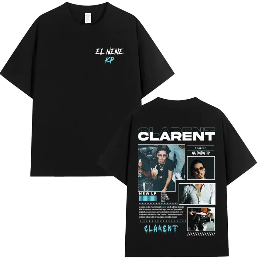 Rapper CLARENT Album 2025 Graphic Double Sided Print T-shirts Mens High Quality Short Sleeve T Shirts Casual 100% Cotton T-Shirt
