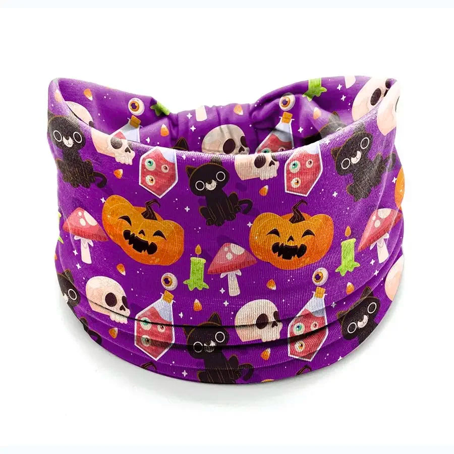 Halloween Headbands For Women Wide Turban Dress Up Costume Headwraps Pumpkin Spider Web Bad Skeleton Hair Band