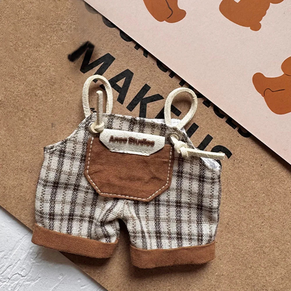 Clothes for Labubu V1 V2 V3 Clothing Doll Retro Brown T-shirt Handsome Clothes Set Doll Accessories