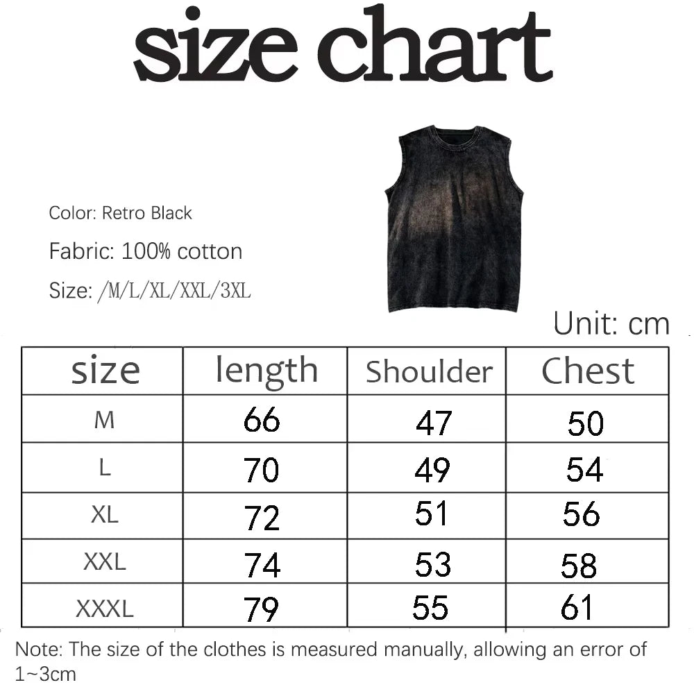 2025 summer American vintage Washed men's T shirt Wolf Head Print Tank Top Gym Fitness Sleeveless T shirt Exercise Vest Women