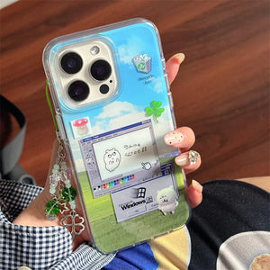 Funny Dialog Editor Phone Case For iPhone 16 Pro 15 13 12 Pro Max Hard Back Cover Silicone Shockproof Border Cases with Chain