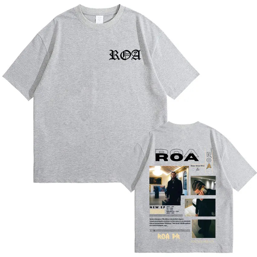 Rapper Roa Album Tour 2025 T-Shirt 100% Cotton Tshrit Summer Hip Hop Punk Comfort Tee Shirt High Street Tide Short Sleeve Unisex