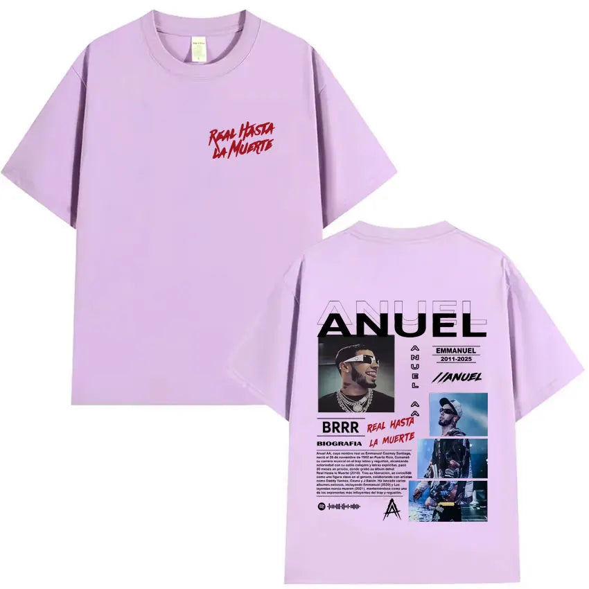 Rapper Anuel AA Music Album Hot Sale Tshirt Men's Clothing Fashion T Shirts Tide Oversized Cotton Sports Cozy Casual Tee Shirts