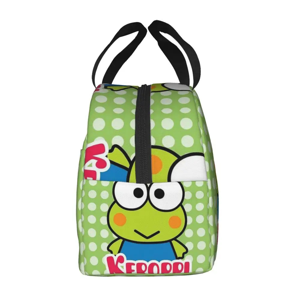 Custom Keroppi Big-eyed Frog Insulated Lunch Tote Bag for Women Portable Thermal Cooler Bento Box School