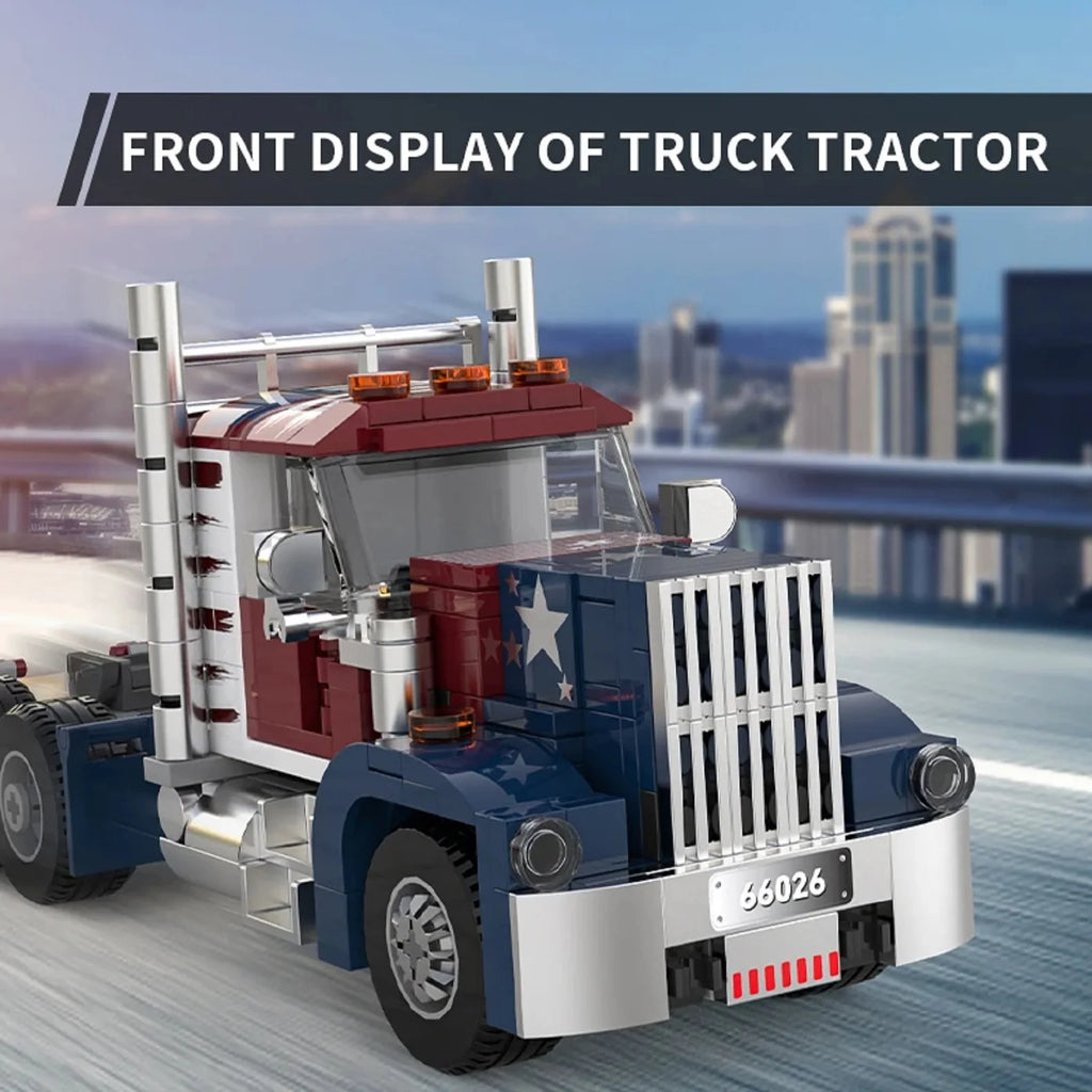 European&American Truck Head Building Blocks MOC Connectable Container Trailer Model Bricks Educational Toys For kids Gifts