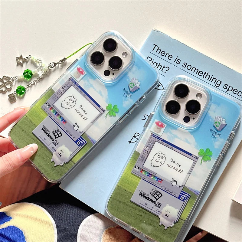 Funny Dialog Editor Phone Case For iPhone 16 Pro 15 13 12 Pro Max Hard Back Cover Silicone Shockproof Border Cases with Chain