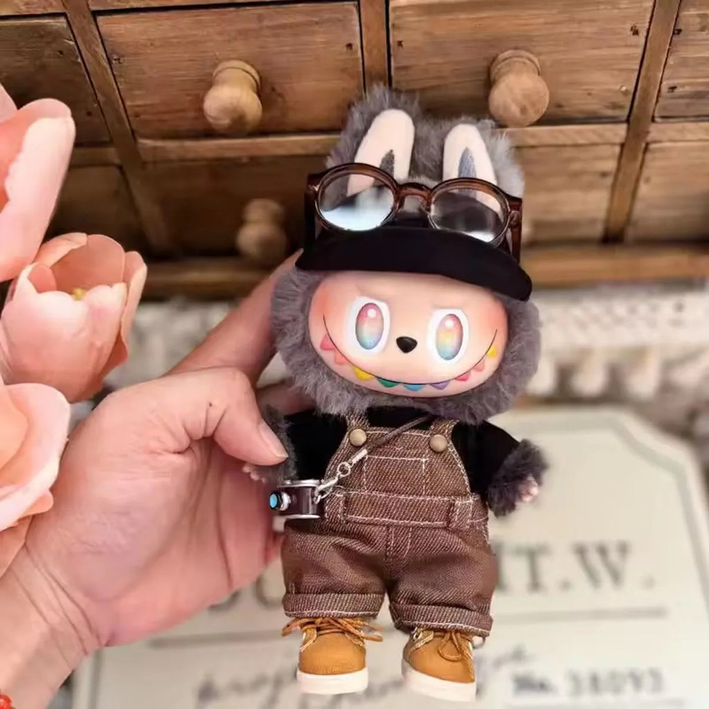 Cute Plush Doll Clothes for Labubu Clothing Solid Candy Color Overalls Pants Outfit Dolls Accessories